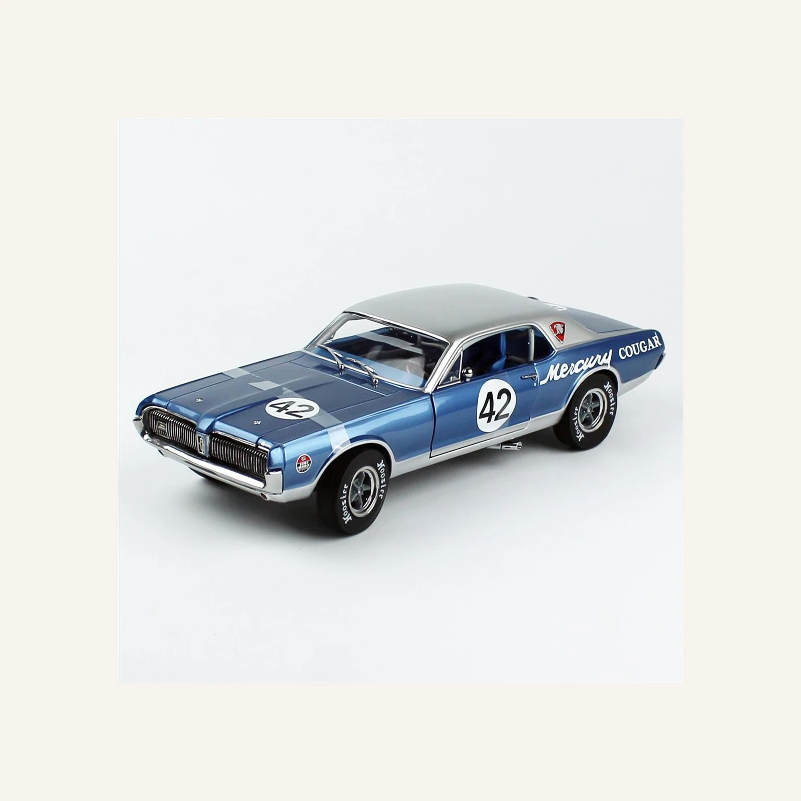 Sunstar 1584R 1/18 Ölçek, 1967 Mercury Cougar Racing-42, Mavi