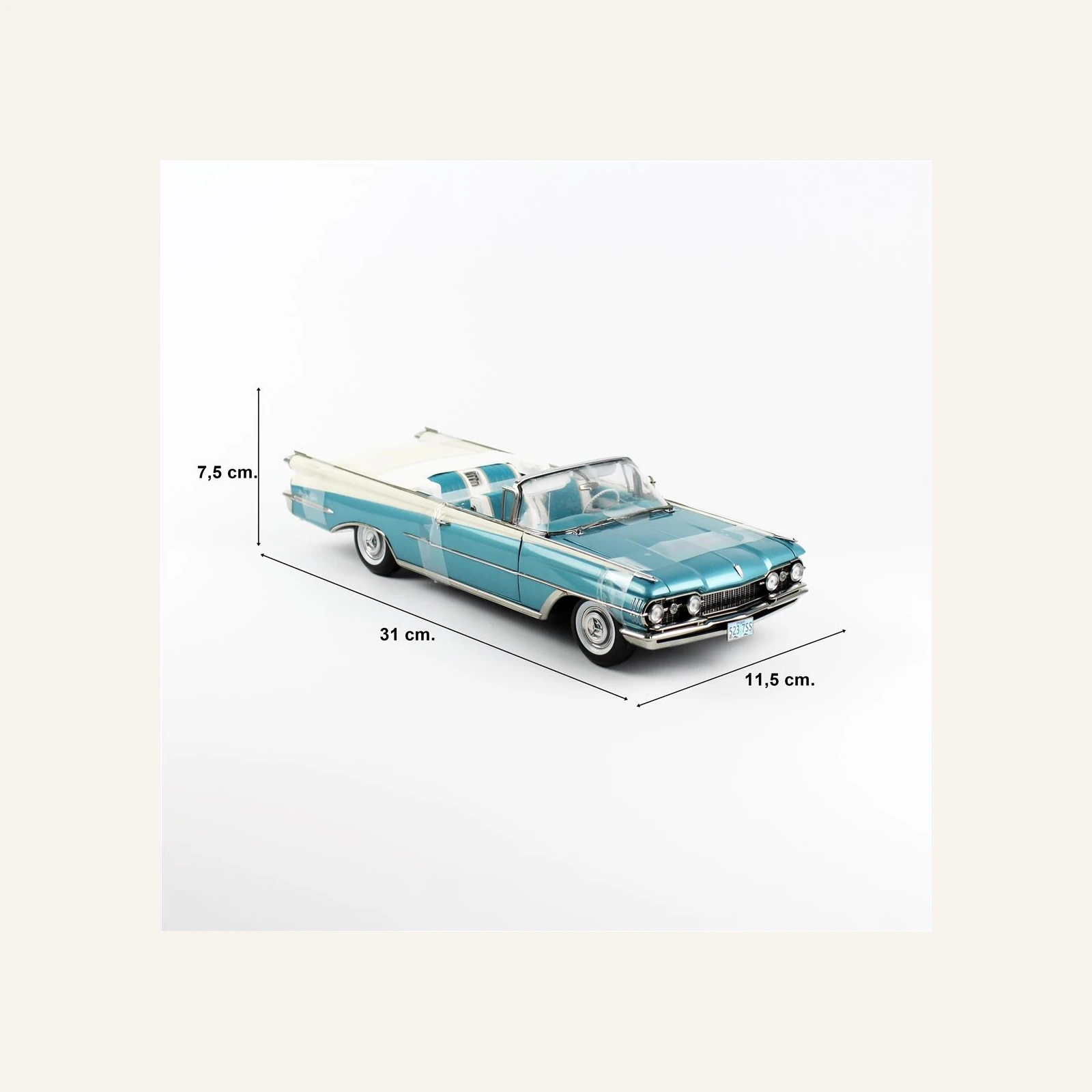 Sunstar 5237 1/18 Ölçek, 1959 Oldsmobile-98, Open Convertible, Metalik Su Mavisi