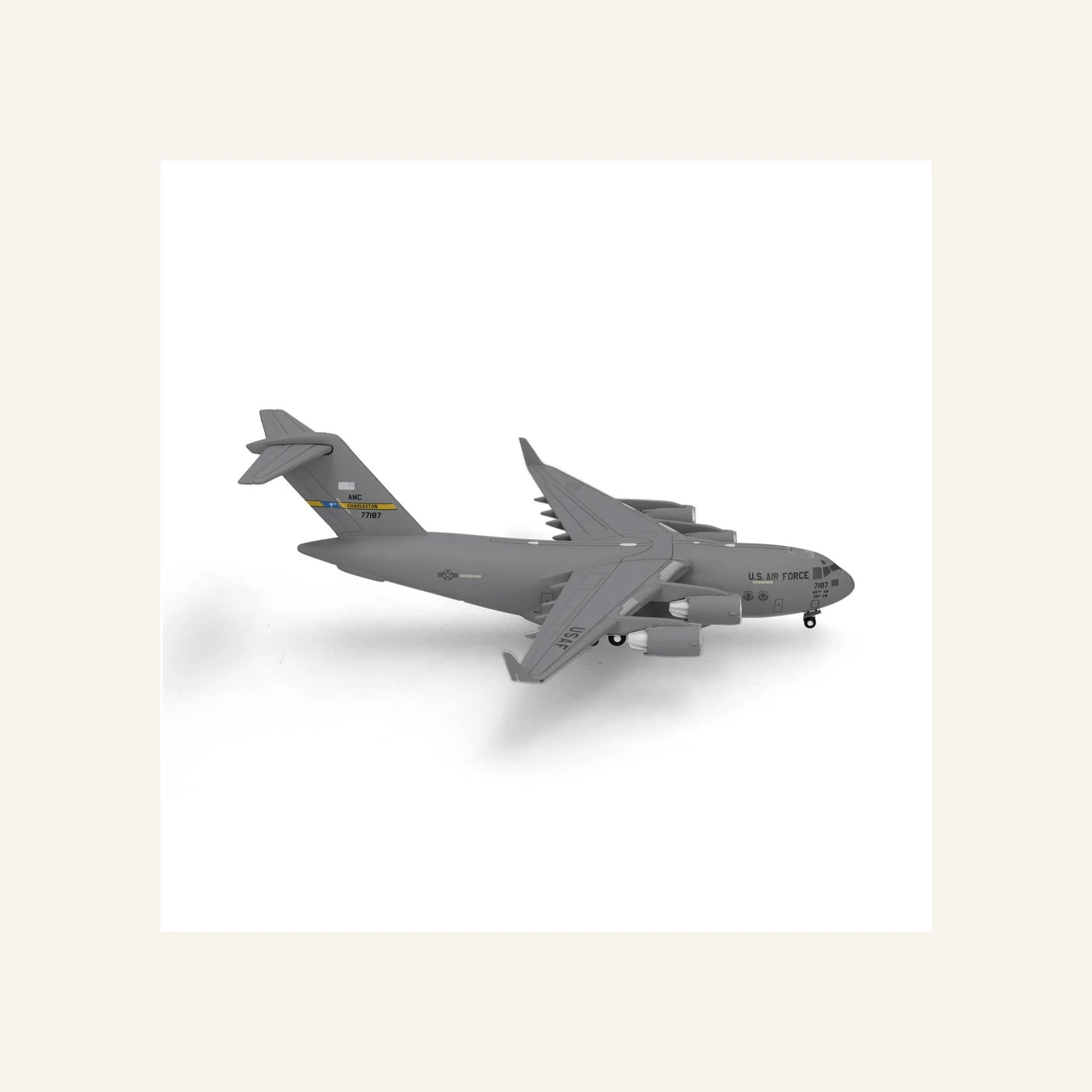 Herpa 537964 1/500 Ölçek, Amerikan Hava Kuvvetleri Boeing C-17A Globemaster III, 437.Hava İkmal Kanadı, Metal, Sergilemeye Hazı