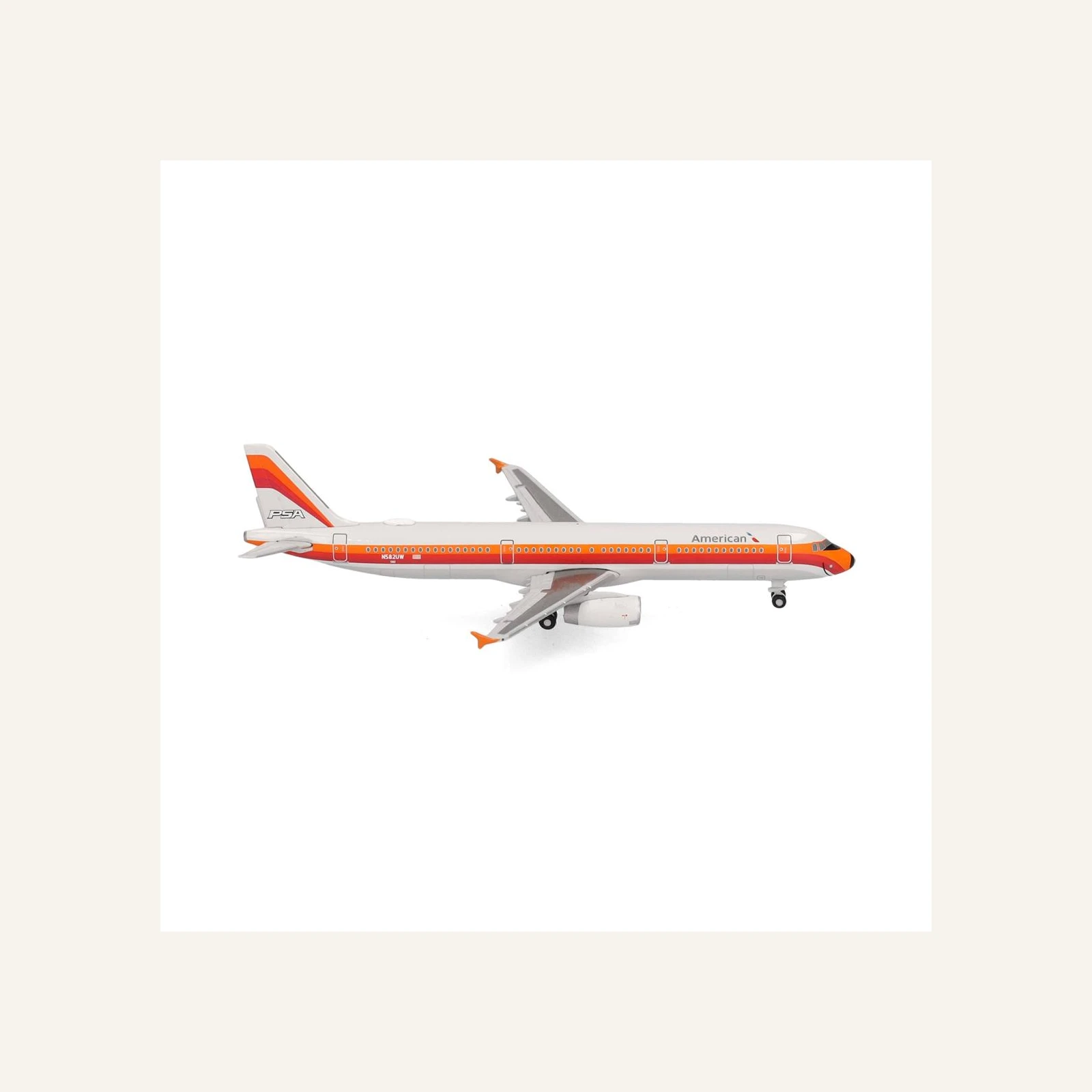 Herpa 538244 1/500 Ölçek, Amerikan Havayolları Airbus A321 (PSA Heritage livery) N582UW, Metal