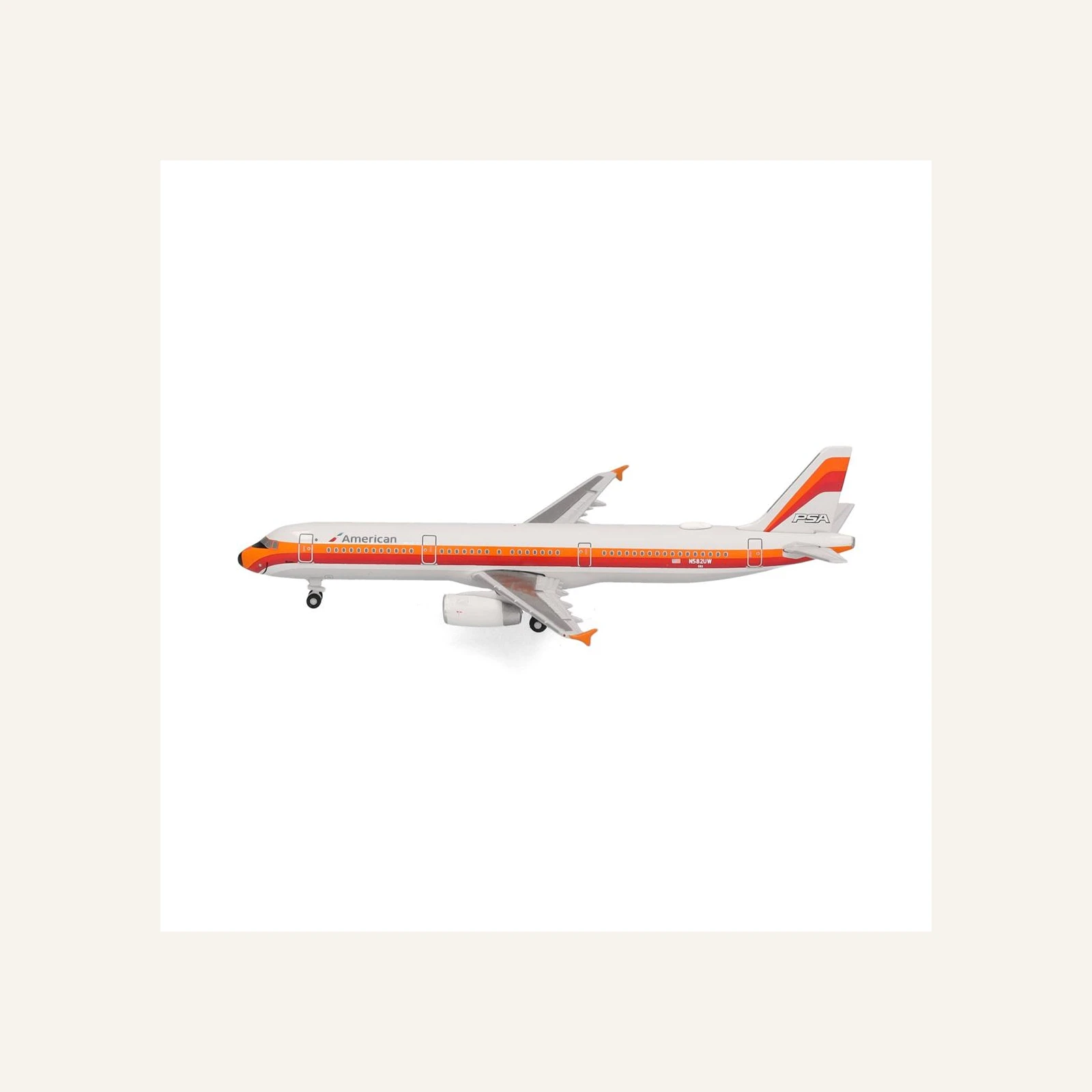 Herpa 538244 1/500 Ölçek, Amerikan Havayolları Airbus A321 (PSA Heritage livery) N582UW, Metal