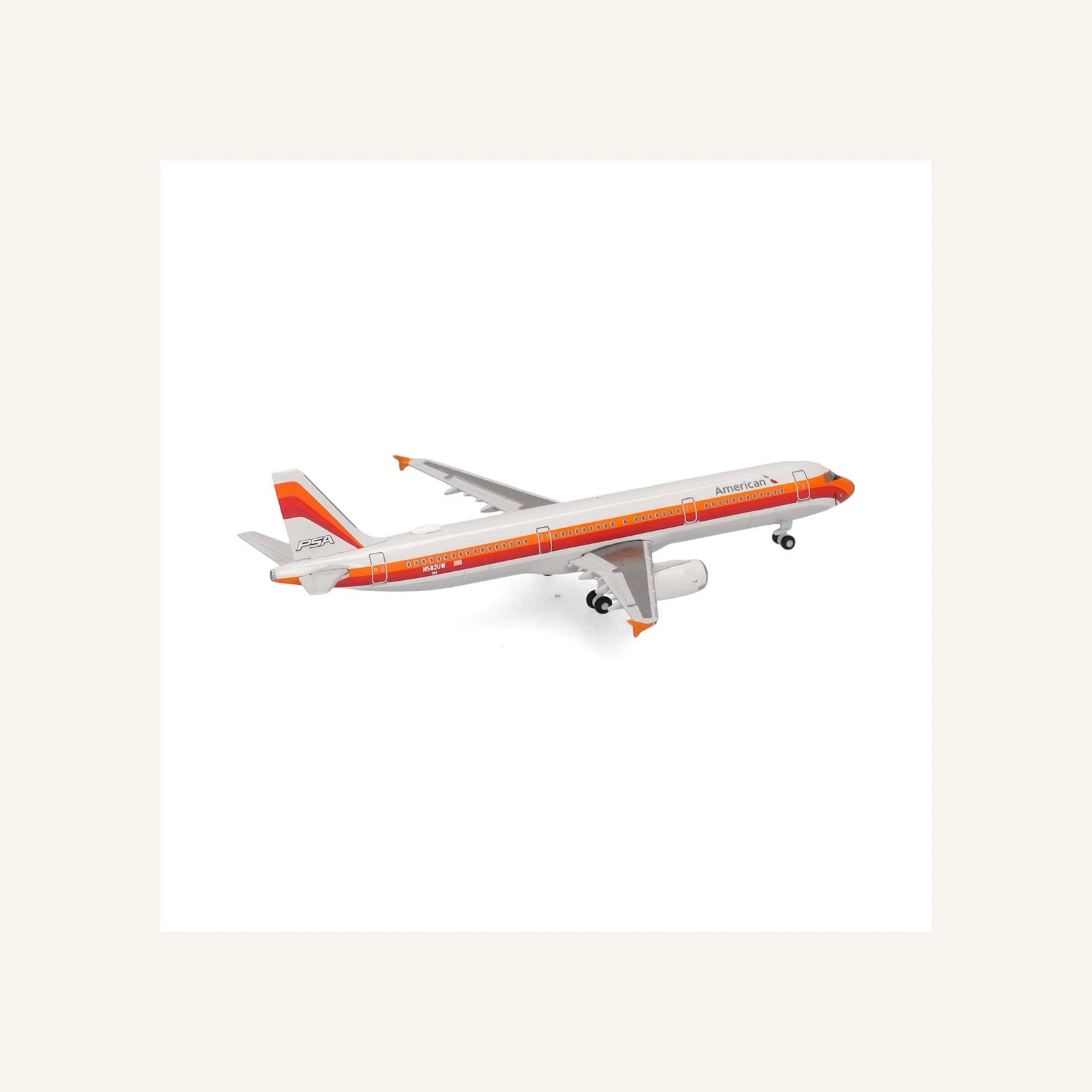 Herpa 538244 1/500 Ölçek, Amerikan Havayolları Airbus A321 (PSA Heritage livery) N582UW, Metal