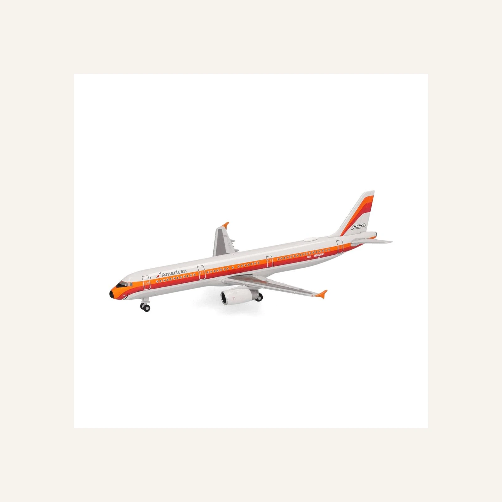 Herpa 538244 1/500 Ölçek, Amerikan Havayolları Airbus A321 (PSA Heritage livery) N582UW, Metal