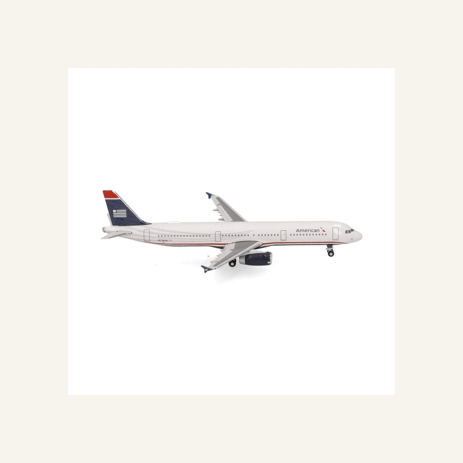 Herpa 538251 1/500 Ölçek, Amerikan Havayolları Airbus A321 (US Airways Heritage livery) N578UW, Metal