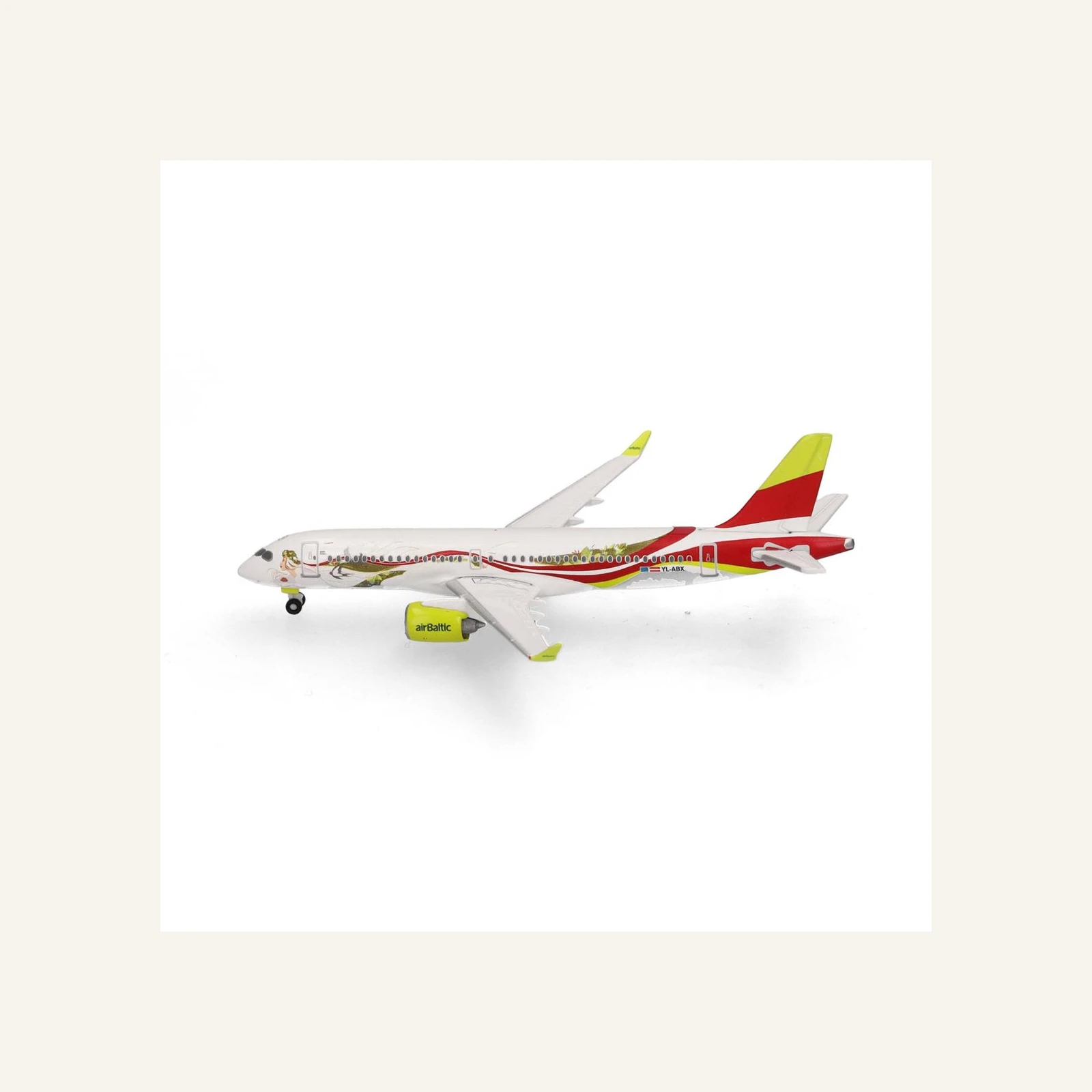 Herpa 538268 1/500 Ölçek, AirBaltic Airbus A220-300 (50th A220) YL-ABX, Metal