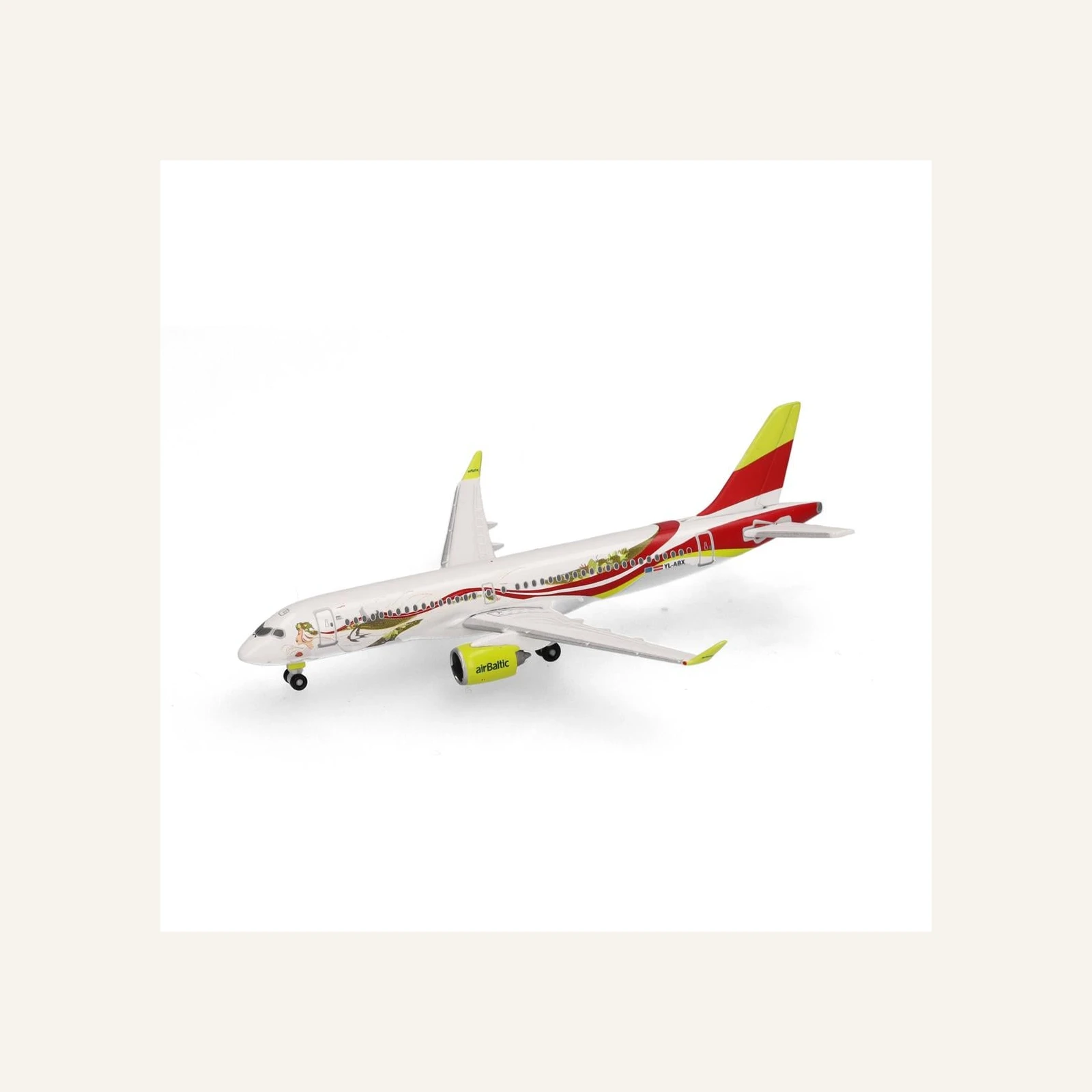 Herpa 538268 1/500 Ölçek, AirBaltic Airbus A220-300 (50th A220) YL-ABX, Metal