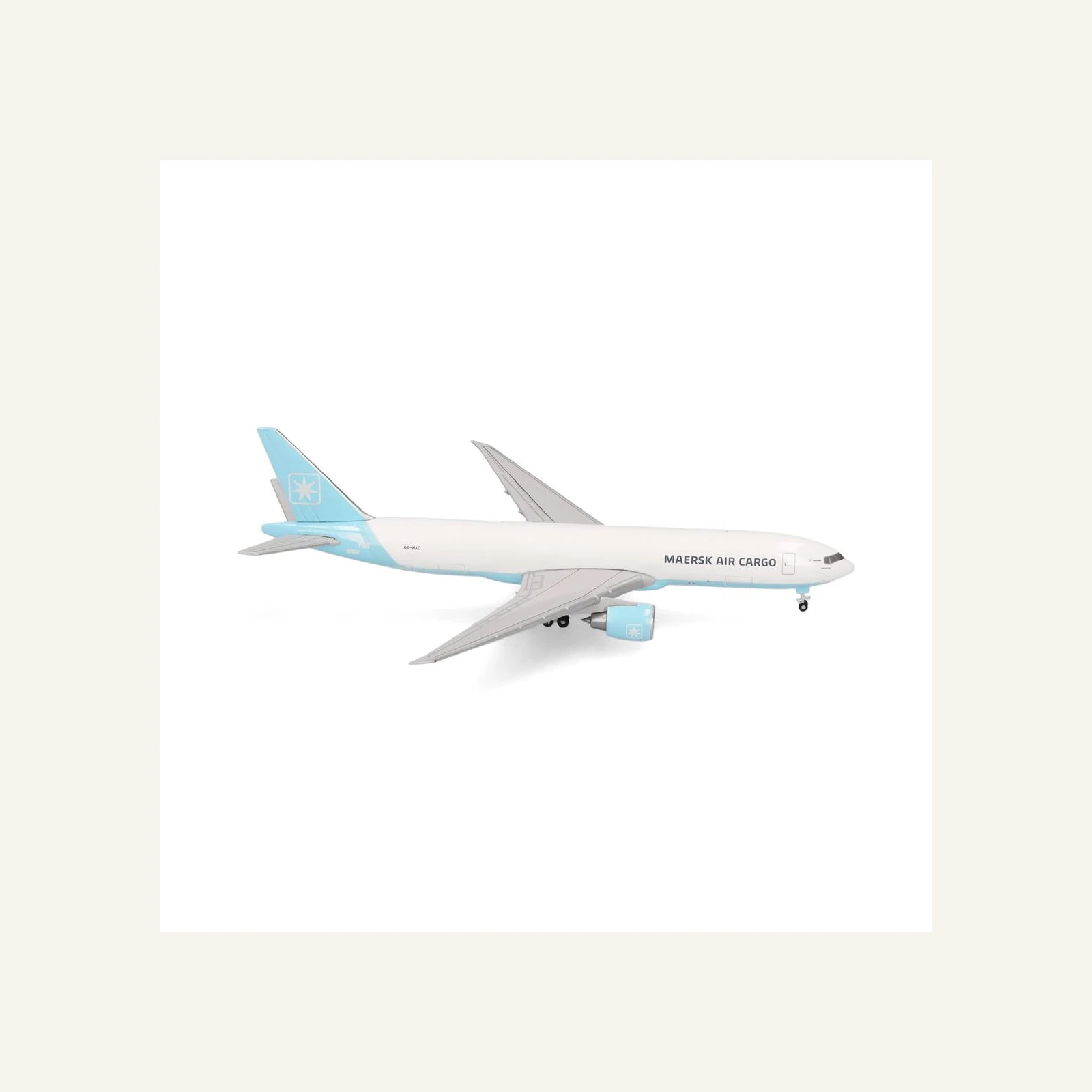 Herpa 538305 1/500 Ölçek, Maersk Hava Kargo Boeing 777F, OY-MAC (Maersk Swan), Metal