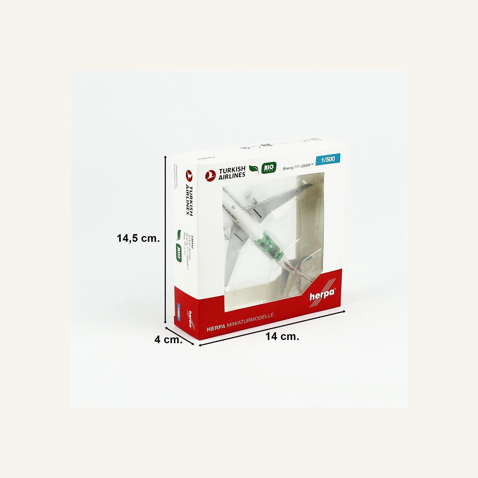 Herpa 538442 1/500 Ölçek, Türk Hava Yolları Boeing 777-300ER (Bio Fuel) TC-LJH, Metal