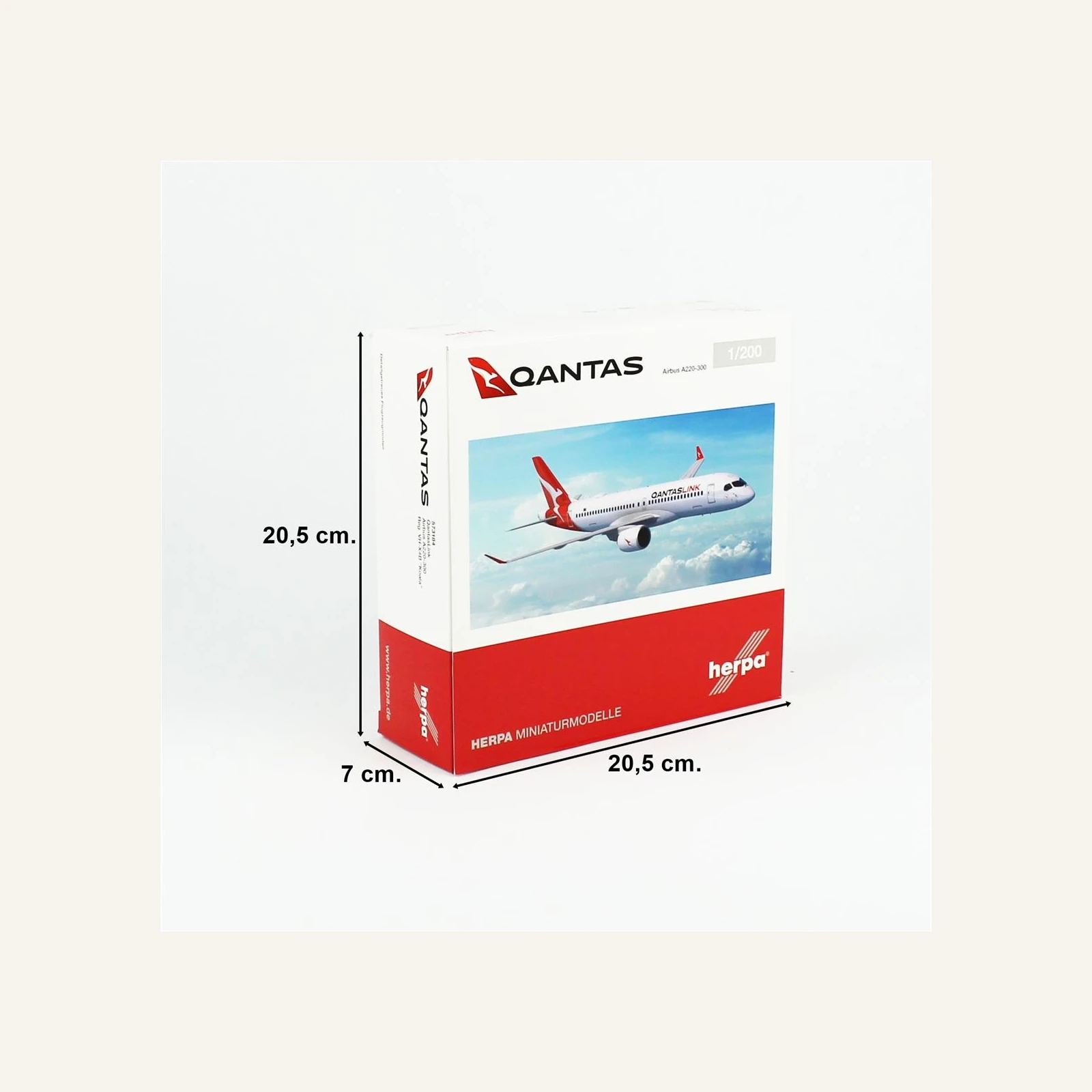 Herpa 573184 1/200 Ölçek, QantasLink Airbus A220-300 (Koala) VH-X4B, Metal