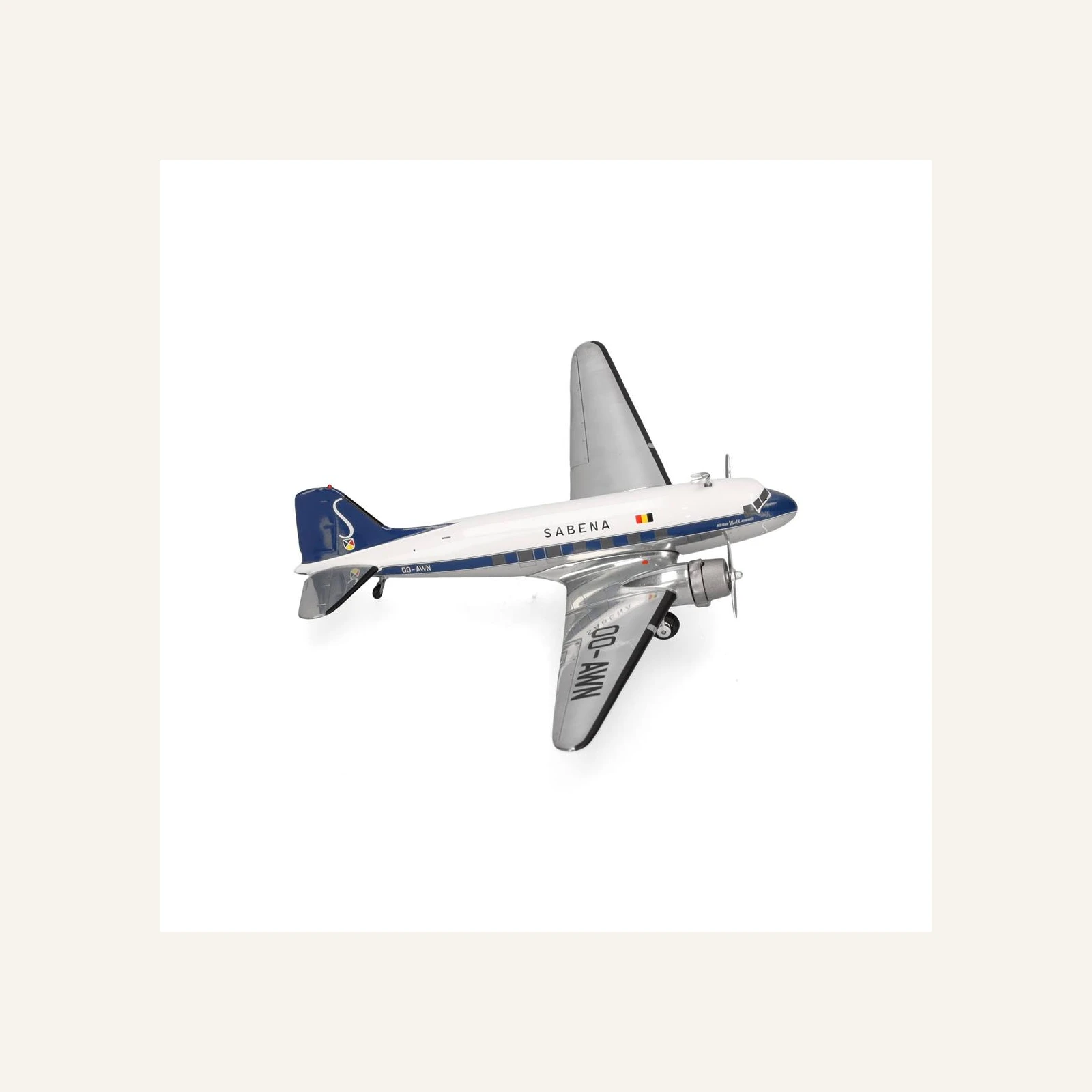 Herpa 573399 1/200 Ölçek, Sabena Douglas DC-3, OO-AWN, Metal