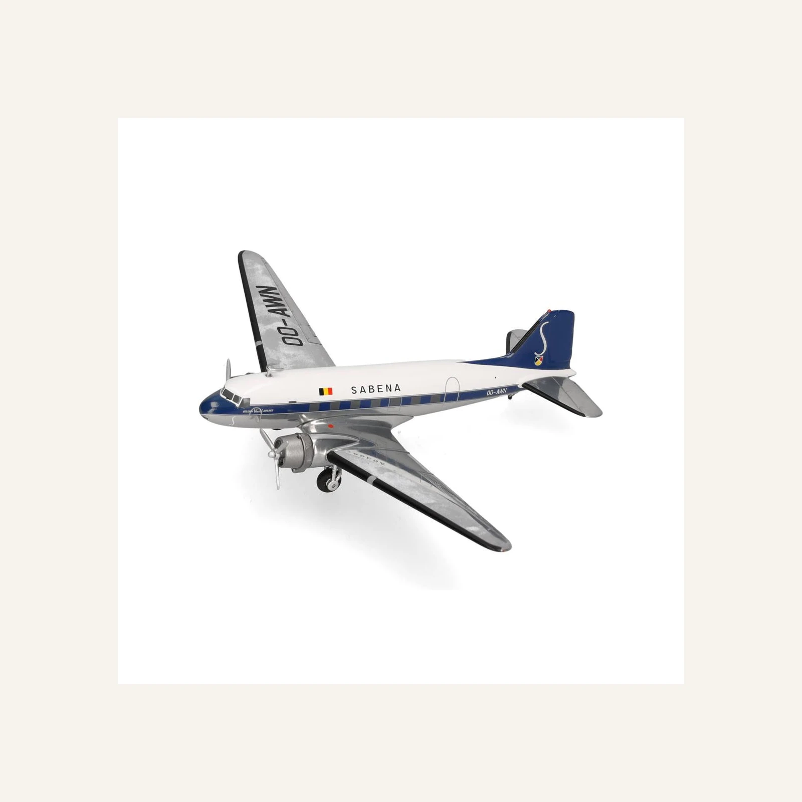 Herpa 573399 1/200 Ölçek, Sabena Douglas DC-3, OO-AWN, Metal