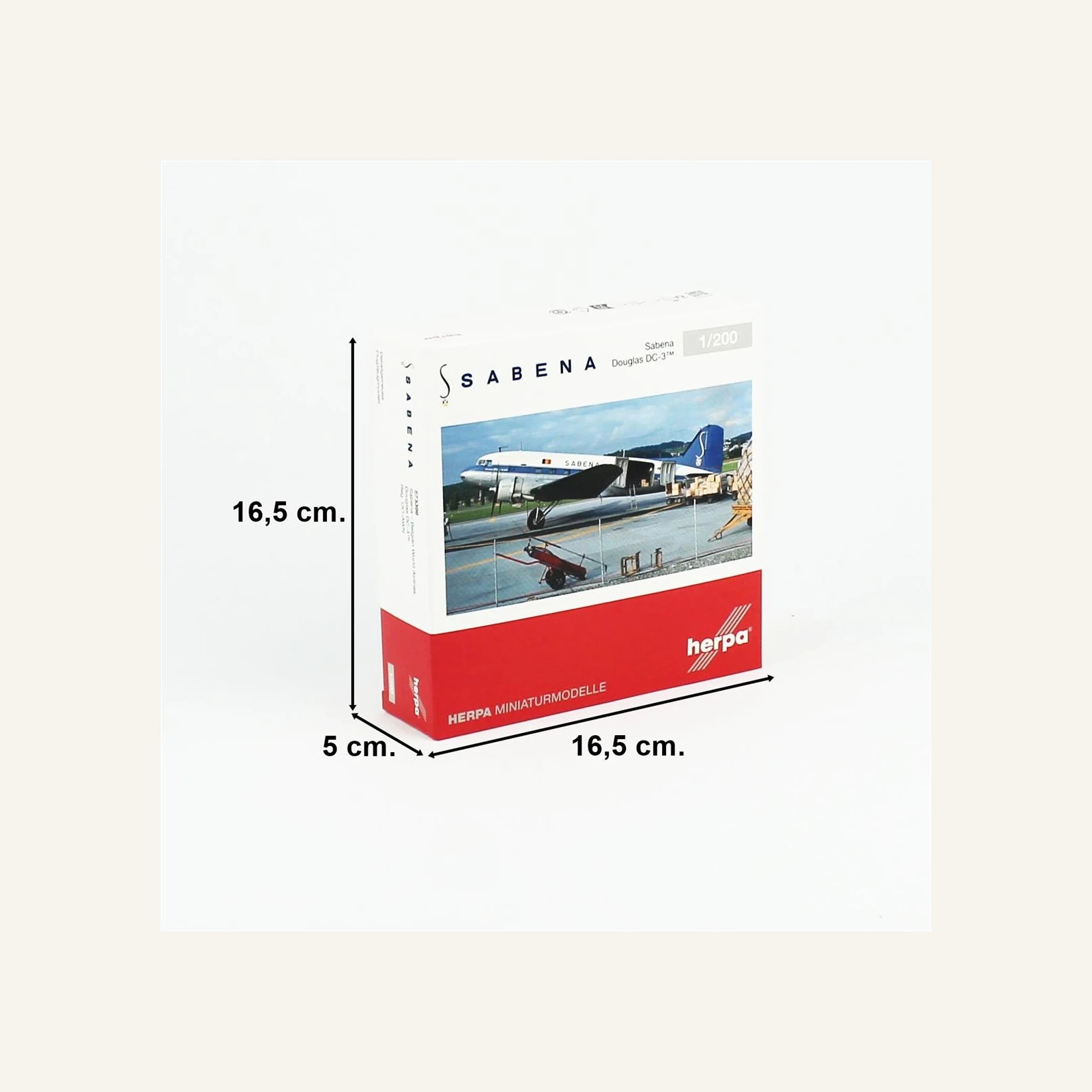 Herpa 573399 1/200 Ölçek, Sabena Douglas DC-3, OO-AWN, Metal