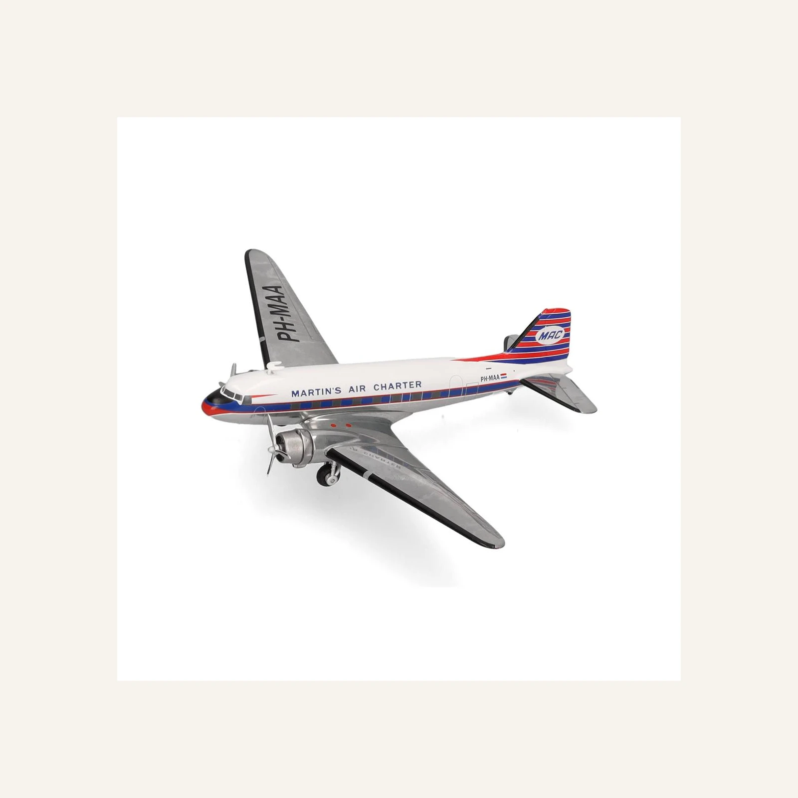 Herpa 573566 1/200 Ölçek, Martin's Air Charter Douglas DC-3, PH-MAA, Metal