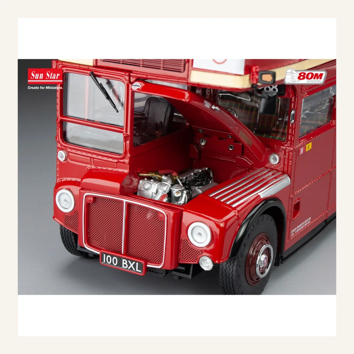 Sunstar 2943 1/24 Ölçek, Routemaster RM1000,100 BXL, Kırmızı