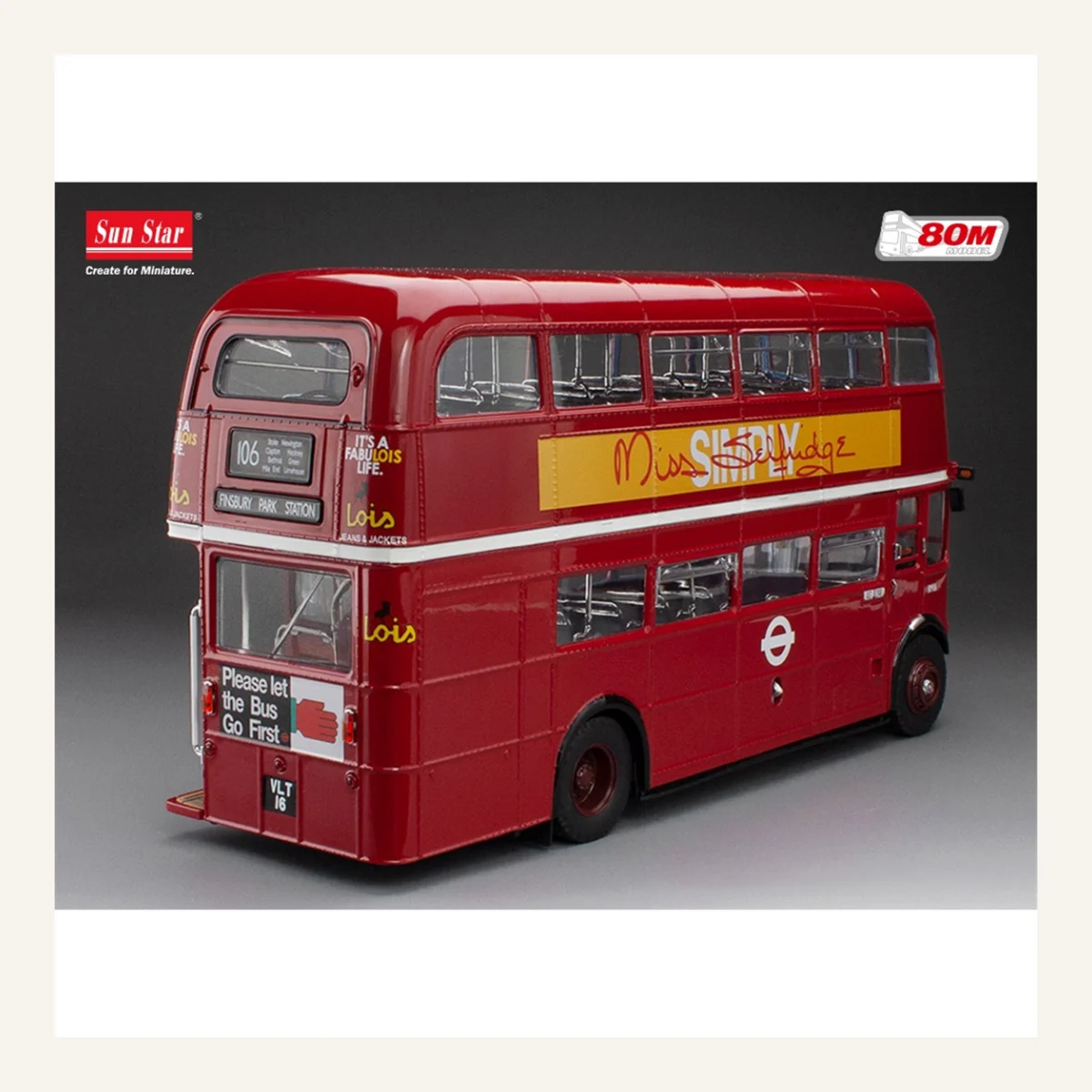Sunstar 2944 1/24 Ölçek, Routemaster RM16, VLT 16, Kırmızı