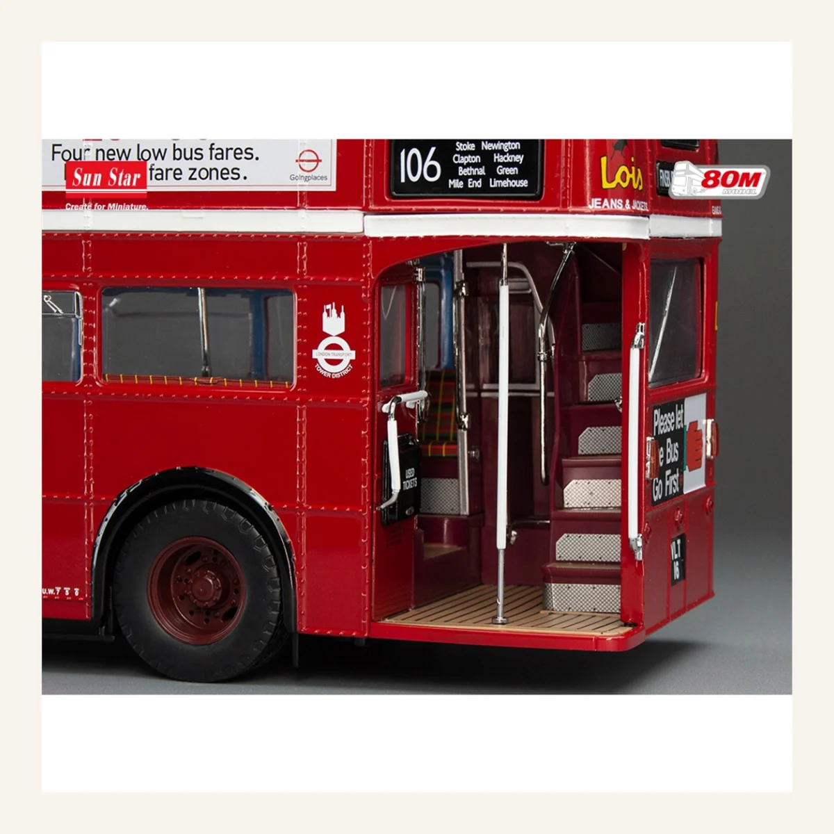 Sunstar 2944 1/24 Ölçek, Routemaster RM16, VLT 16, Kırmızı